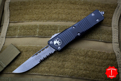 Microtech Troodon Single Edge OTF knife Black with Apocalyptic Part Serrated Blade 139-11 AP
