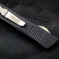 Microtech Troodon Black Single Edge OTF knife with Stonewash Part Serrated Blade 139-11