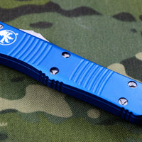 Microtech Troodon Blue Single Edge OTF knife with Stonewash Part Serrated Blade 139-11 BL