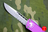 Microtech Troodon Violet Single Edge OTF knife with Stonewash Part Serrated Blade 139-11 VI