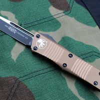 Microtech Troodon Tan Single Edge OTF Knife with Black Blade 139-1 TA