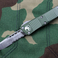 Microtech Troodon OD Green Single Edge OTF knife with Part Serrated Satin Blade 139-5 OD