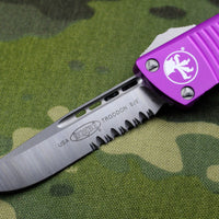 Microtech Troodon Single Edge OTF knife Violet with Part Serrated Satin Blade 139-5 VI