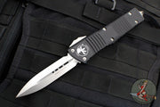 Microtech Combat Troodon OTF Knife- Double Edge- Black Handle- Stonewash Blade 142-10