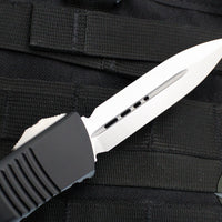 Microtech Combat Troodon OTF Knife- Double Edge- Black Handle- Stonewash Blade 142-10