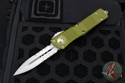 Microtech Combat Troodon OTF Knife- Double Edge- OD Green Handle- Part Serrated Stonewash Blade 142-11 OD