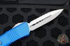 Microtech Blue Combat Troodon Double Edge OTF Stonewash Full Serrated Blade 142-12 BL