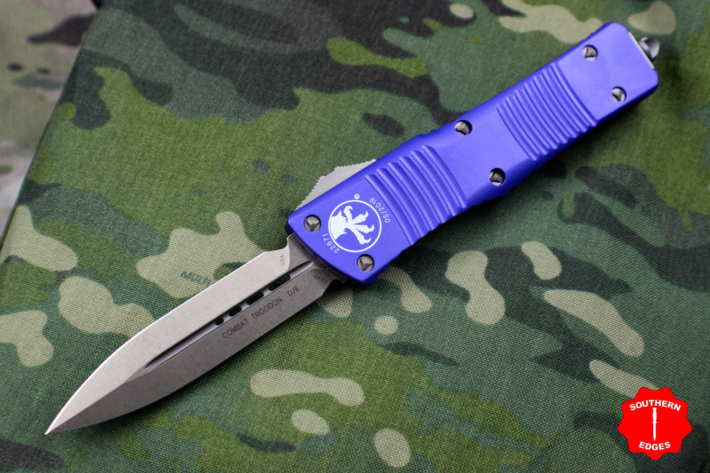 Microtech Combat Troodon OTF Knife- Double Edge-  Purple Handle- Bronze Blade 142-13 PU
