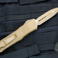 Microtech Combat Troodon CERAKOTED Tan- Double Edge Tan Plain Edge Blade 142-1 CTA