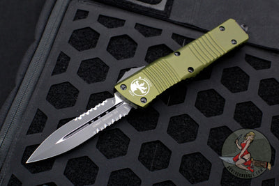 Microtech Combat Troodon OD Green Double Edge Part Serrated Black Blade 142-2 OD