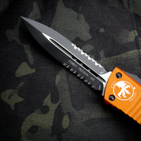 Microtech Combat Troodon Orange Double Edge OTF Black Part Serrated Blade 142-2 OR