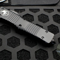 Microtech Combat Troodon OTF Knife- Tactical- Double Edge- Black Handle- Part Serrated Black Blade 142-2 T