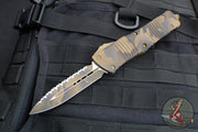 Microtech Combat Troodon OTF Knife- Double Edge- Coyote Camo Finished Handle- Full Serrated Coyote Camo Blade 142-3 CCS