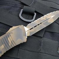 Microtech Combat Troodon OTF Knife- Double Edge- Coyote Camo Finished Handle- Full Serrated Coyote Camo Blade 142-3 CCS