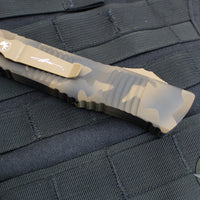 Microtech Combat Troodon OTF Knife- Double Edge- Coyote Camo Finished Handle- Full Serrated Coyote Camo Blade 142-3 CCS