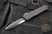 Microtech Combat Troodon Delta Double Edge Frag Shadow Full Serrated Black OTF with Black DLC HW Nickel Boron Internals 142-3CT-DSH