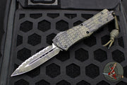 Microtech Combat Troodon OTF Knife- Frag- Double Edge- Olive Camo Finished Handle, Grenade, And Full Serrated Blade 142-3 FROCS