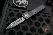 Microtech Combat Troodon OTF Knife- Tactical- Double Edge- Black Handle- Full Serrated Black Blade 142-3 T