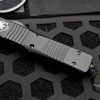 Microtech Combat Troodon OTF Knife- Tactical- Double Edge- Black Handle- Full Serrated Black Blade 142-3 T