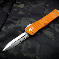 Microtech Combat Troodon Orange Double Edge OTF with Part Serrated Satin Blade 142-5 OR