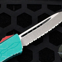 Microtech Bounty Hunter Combat Troodon (OTF) Out the Front Knife- Tanto Edge Full Serrated Blade 144-12 BH