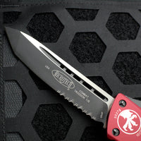 Microtech Combat Troodon Red Tanto Edge Black Part Serrated Blade 144-2 RD