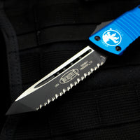 Microtech Combat Troodon Blue Tanto Edge Black Full Serrated Blade 144-3 BL