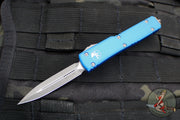 Microtech UTX-70 OTF Knife- Double Edge- Blue Handle- Apocalyptic Blade 147-10 APBL
