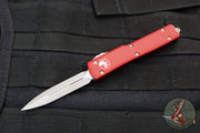 Microtech UTX-70 OTF Knife- Double Edge- Red Handle- Apocalyptic Blade 147-10 APRD