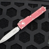 Microtech UTX-70 OTF Knife- Double Edge- Distressed Merlot Red Handle- Apocalyptic Blade 147-10 DMR