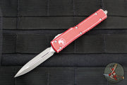 Microtech UTX-70 OTF Knife- Double Edge- Distressed Red Handle- Apocalyptic Blade 147-10 DRD