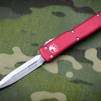 Microtech UTX-70 OTF Knife- Double Edge- Red Handle- Stonewash Blade 147-10 RD