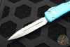 Microtech UTX-70 OTF Knife- Double Edge- Turquoise With Stonewash Full Serrated Blade 147-12 TQ