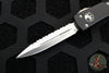 Microtech UTX-70 OTF Knife- Double Edge- Black Handle- Stonewash Full Serrated 147-12
