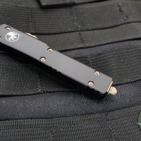Microtech UTX-70 OTF Knife- Double Edge-Black Handle- Bronzed Apocalyptic Blade 147-13 AP