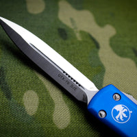Microtech UTX-70 OTF Knife- Double Edge- Blue Handle- Satin Blade 147-4 BL