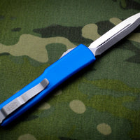 Microtech UTX-70 OTF Knife- Double Edge- Blue Handle- Satin Blade 147-4 BL