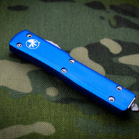 Microtech UTX-70 OTF Knife- Double Edge- Blue Handle- Satin Blade 147-4 BL