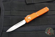 Microtech UTX-70 OTF Knife- Single Edge- Orange Handle- Stonewash Plain Edge Blade 148-10 OR