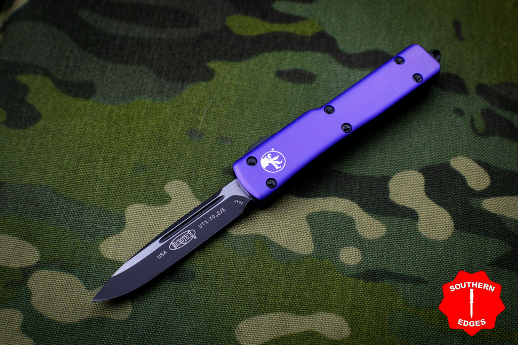 Microtech UTX-70 Purple Single Edge (OTF) Black Standard Blade 148-1 PU