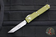 Microtech UTX-70 OTF Knife- Tanto Edge- OD Handle Handle- Stonewash Full Serrated Blade 149-12 OD