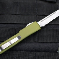 Microtech UTX-70 OTF Knife- Tanto Edge- OD Handle Handle- Stonewash Full Serrated Blade 149-12 OD