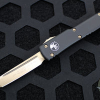 Microtech Black UTX-70 OTF Knife- Tanto Edge- Black Handle- Bronze Blade and HW 149-13