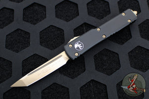 Microtech Black UTX-70 OTF Knife- Tanto Edge- Black Handle- Bronze Blade and HW 149-13