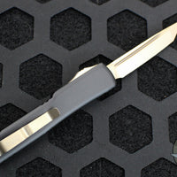 Microtech Black UTX-70 OTF Knife- Tanto Edge- Black Handle- Bronze Blade and HW 149-13