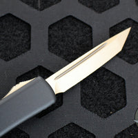 Microtech Black UTX-70 OTF Knife- Tanto Edge- Black Handle- Bronze Blade and HW 149-13