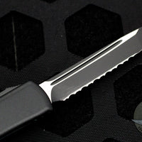 Microtech UTX-70 OTF Knife- Tactical- Tanto Edge- Black With Black Full Serrated Blade 149-3 T