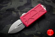 Microtech Exocet Red Wallet Money Clip Double Edge Out The Front (OTF) Stonewash Blade 157-10 RD