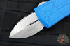 Microtech Exocet OTF Wallet Money Clip- Double Edge- Blue Handle With Stonewash Full Serrated Blade 157-12 BL