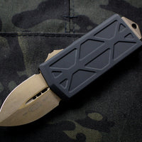 Microtech Exocet Black Money Clip Double Edge Out The Front (OTF) Knife With Bronze Apocalyptic Blade and HW 157-13 AP